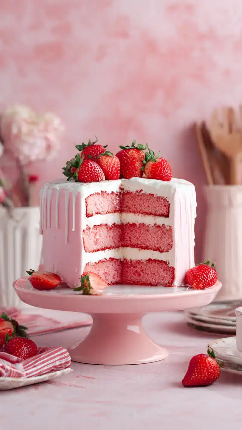 Pink strawberry cake - Image 3