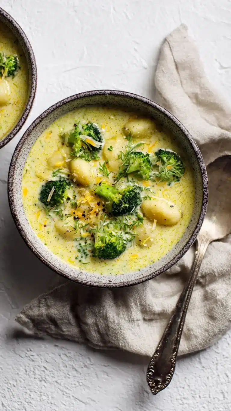 broccoli cheddar gnocchi soup - Image 1